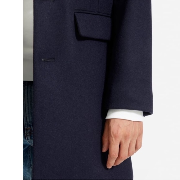 NWT EVERLANE Recycled Italian Wool Navy 3 Button Classic Fall Jacket Overcoat XS - Picture 5 of 9